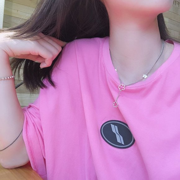 #NEW 925 Sterling Silver Flower Drop Link Chain Necklace - Picture 2 of 4